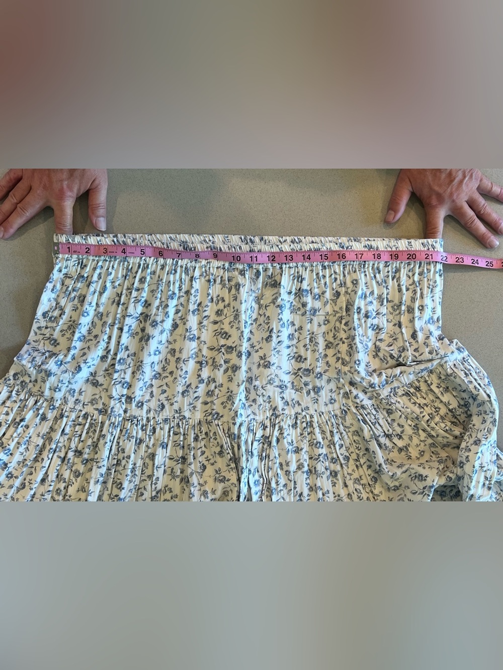 Vintage Floral Pleated Maxi Skirt by Tantrums Elastic Waist Boho Prairie Sz XL - Picture 7 of 11